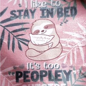 Fleece Sloth Blanket Throw 50” x 60” I Like to Stay in Bed